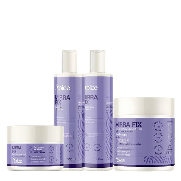 Kit Mirra Fix Shampoo, Condicionador, Ativador e Máscara - Apice | Limpeza Suave, Tratamento Profundo e Finalização Nutr