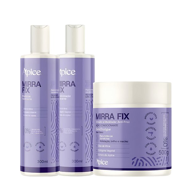 Trio Mirra Fix Apice – Shampoo, Condicionador e Ativador para Cachos Definidos e Sem Frizz