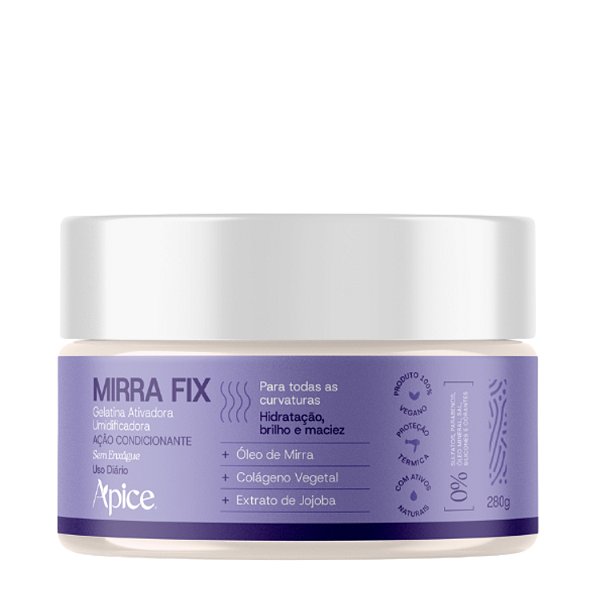Gelatina Ativadora e Umidificadora Mirra Fix 280g - Apice | Definição, Brilho e Controle de Frizz para Cachos