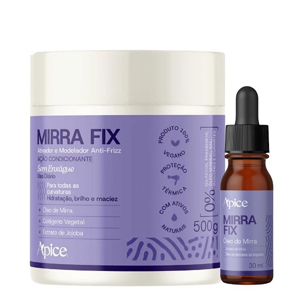 Kit Cachos Perfeitos Apice – Ativador de Cachos + Óleo Mirra Fix: Definição, Brilho e Hidratação Profunda