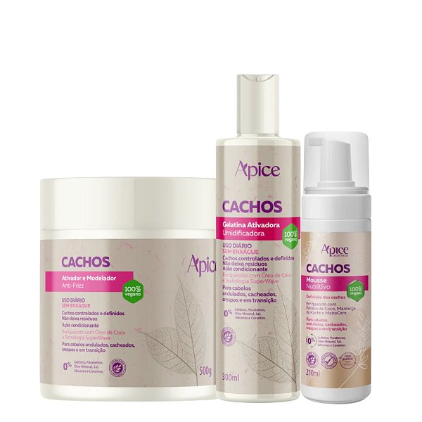 Kit Apice de Finalização Gelatina, Mousse e Ativador de Cachos - Definição Duradoura, Cachos Leves e Mais Day After