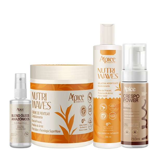Kit Finalização Nutri Waves + Mousse Crespo Power + Blend de Óleos Amazônicos - Ápice | Definição, Nutrição e Brilho In