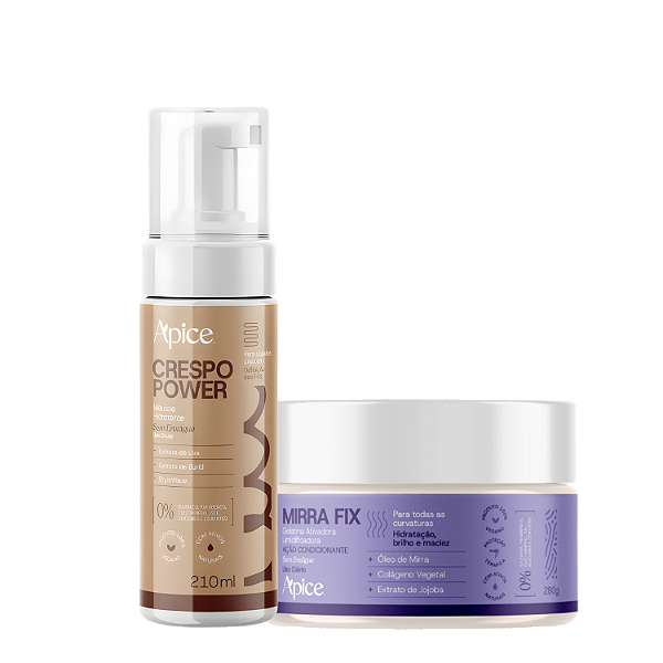 Kit Finalização Para Crespos Gelatina Mirra Fix + Mousse Crespo Power – Apice | Definição e Day After Perfeito