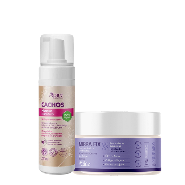 Duo Finalização Gelatina Mirra Fix + Mousse Cachos - Apice | Definição e Hidratação