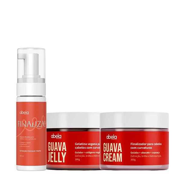 Kit Abela Guava Cream, Guava Jelly e Mousse Finaliza - Controle total do frizz e Brilho Intenso