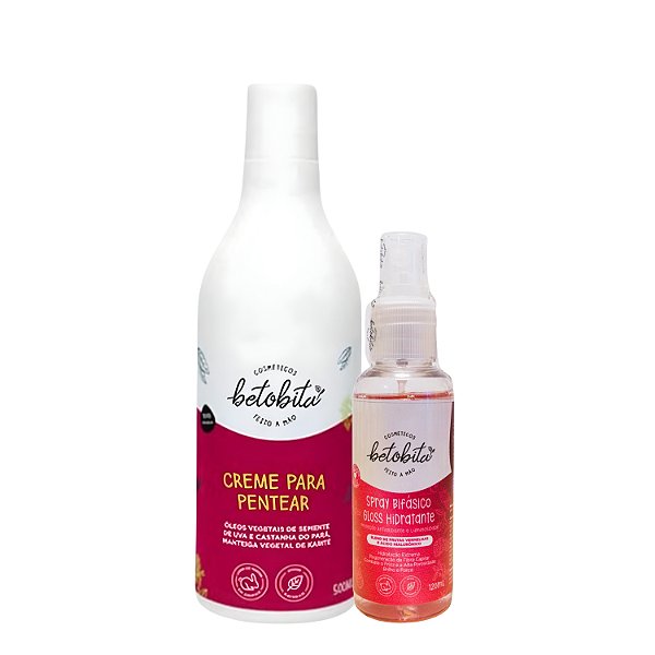 Duo BetoBita: Creme para Pentear + Spray Bifásico – Cachos Hidratados e Definidos