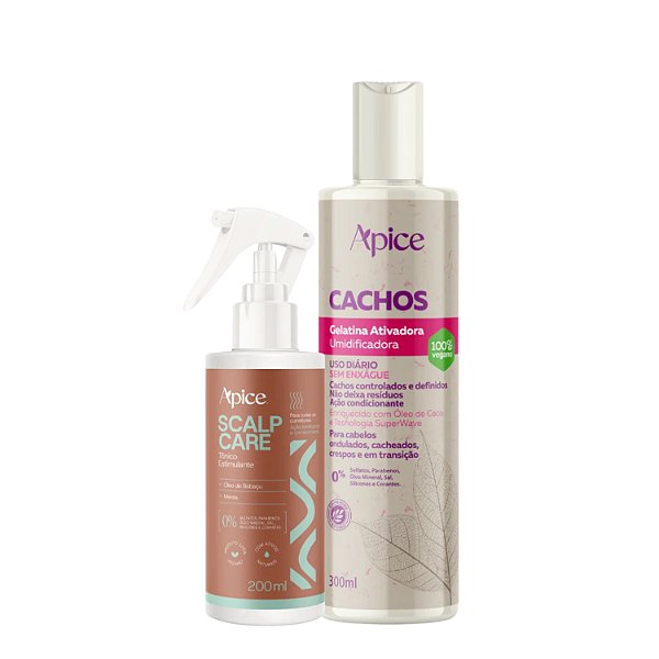 Kit Apice Gelatina Cachos + Tônico Scalp Care - Crescimento Capilar e Definição poderosa