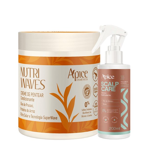Kit Apice Creme Nutri Waves + Tônico de Crescimento Scalp Care - Cachos sem Frizz e Longos