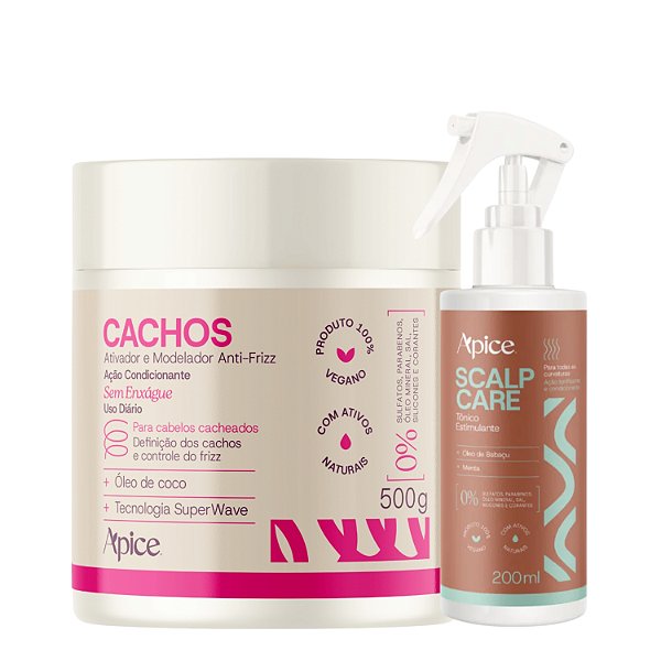 Kit Creme Apice Cachos + Tônico de Crescimento Scalp Care - Cachos sem Frizz e Longos