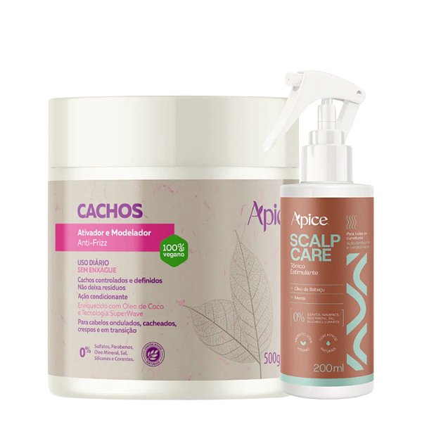 Kit Creme Apice Cachos + Tônico de Crescimento Scalp Care - Cachos sem Frizz e Longos