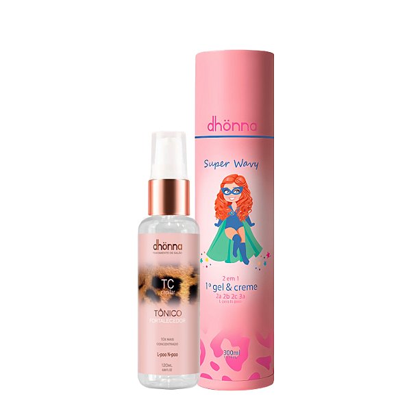 Duo Gel e Creme Super Wavy e Tônico Fortalecedor - Dhonna | Definição, Nutrição e Crescimento Capilar