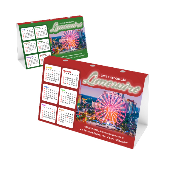 Calendário de Mesa com Porta Canetas