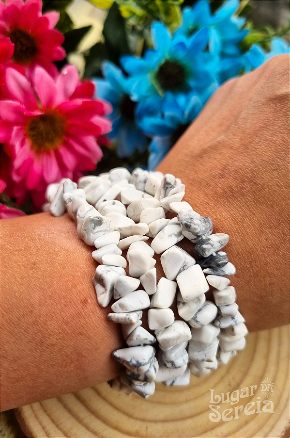 Pulseira Howlita Branca - Pedra da Paz e Equilíbrio das Emoções