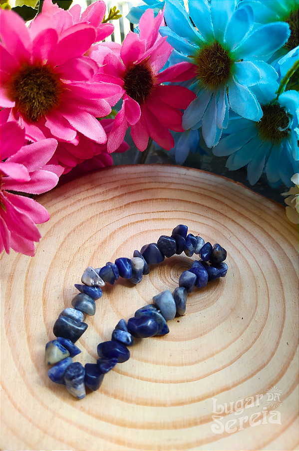 Pulseira de Sodalita Natural – Equilíbrio, Intuição e Proteção