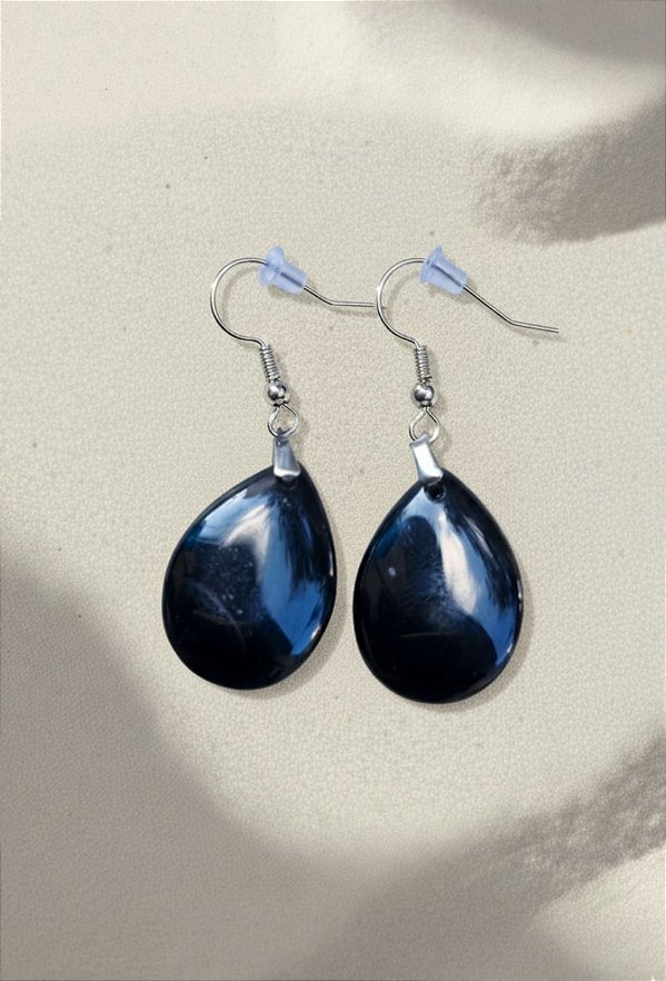 Brinco Gota - Pedra Onix