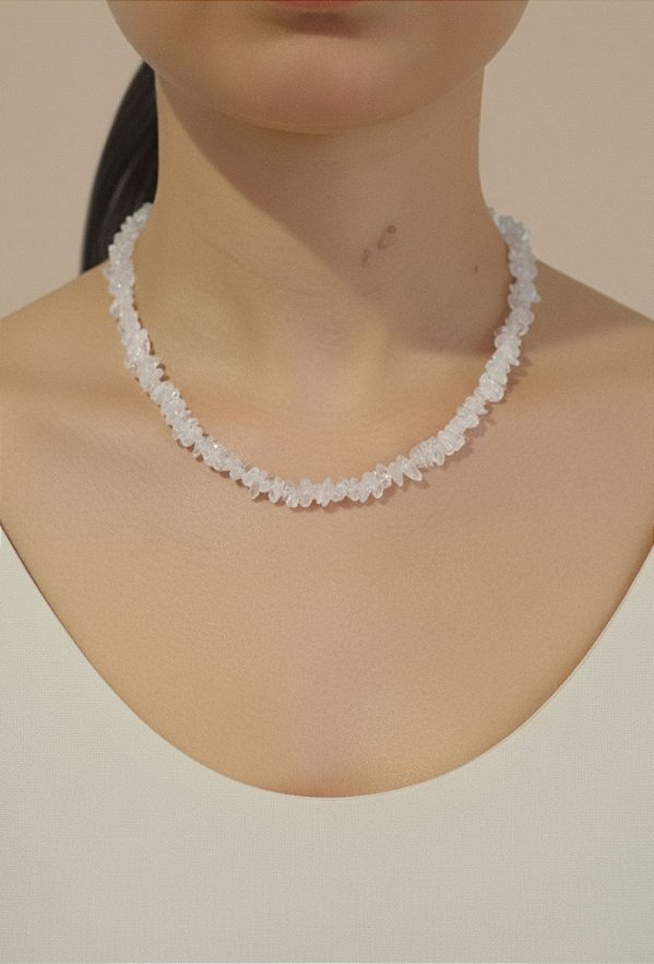 Colar de Cascalho Quartzo Cristal | Energia, Purificação e Harmonia