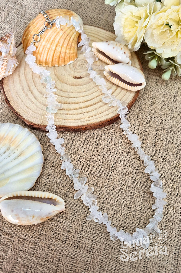 Colar Cascalho Quartzo Cristal