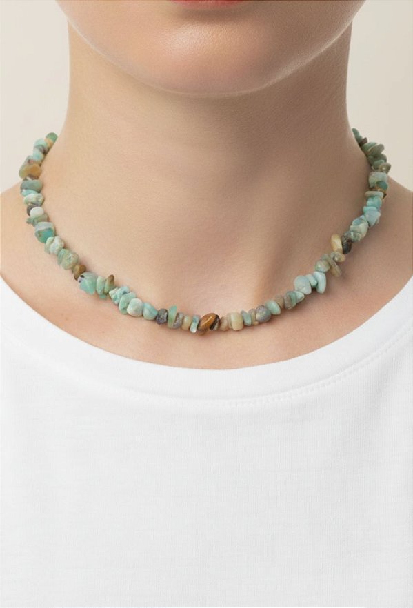 Colar de Cascalho de Amazonita – Calma, Proteção e Criatividade