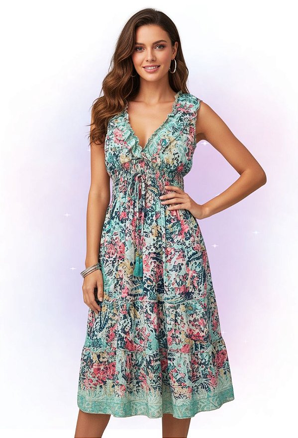 Vestido Boho Florescer da Sereia - Coleção Renascer