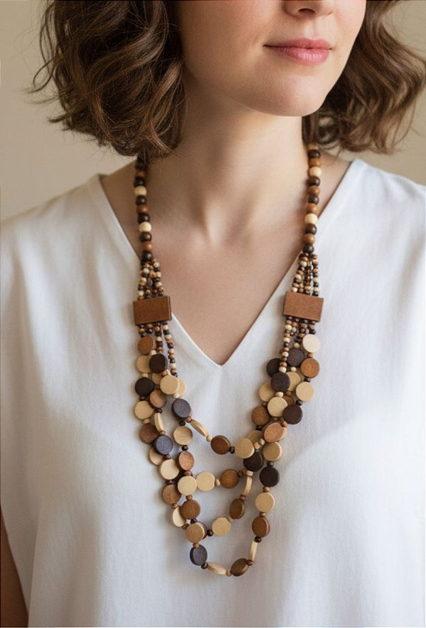 Colar Boho Madeira - Caminho das Nereidas