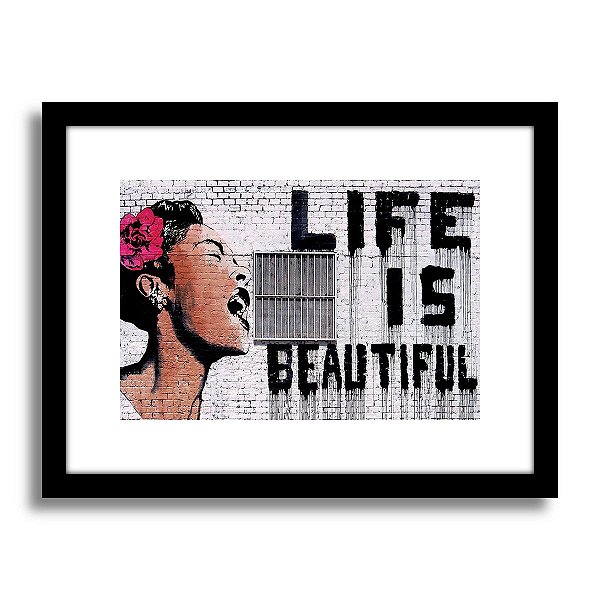 Quadro Decorativo Banksy Life Is Beautiful Sala Mais Barato