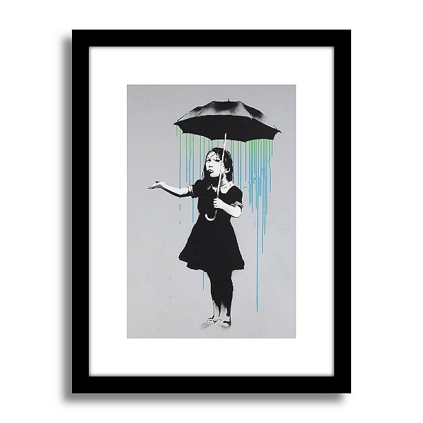 Quadro Decorativo Umbrella Girl Cinza Sala Quarto Barato