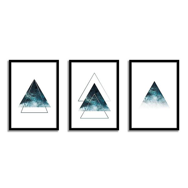 Kit Conjunto Quadros Triângulos Figuras Geométricas Para Sala