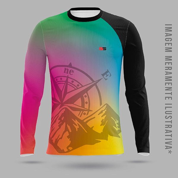 Camisa térmica dry fit com proteção UV 50+ manga longa Trilha - MOD 10