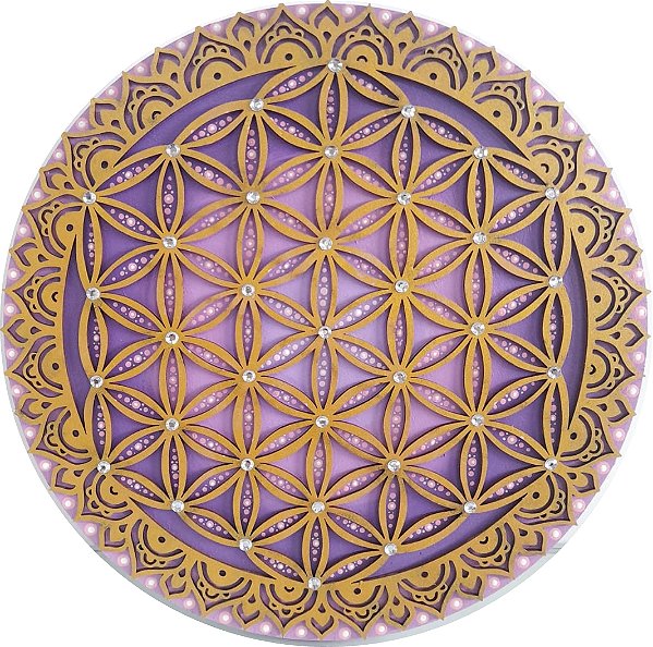 Mandala Flor da Vida com aplique - 3D 30cm