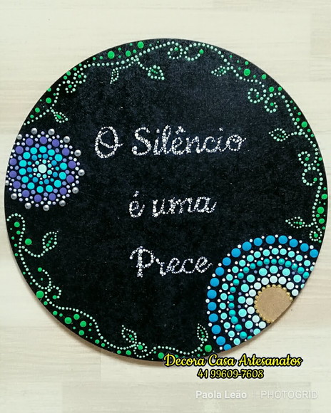 Mandala Mantra "o Silêncio É Uma Prece" 20cm