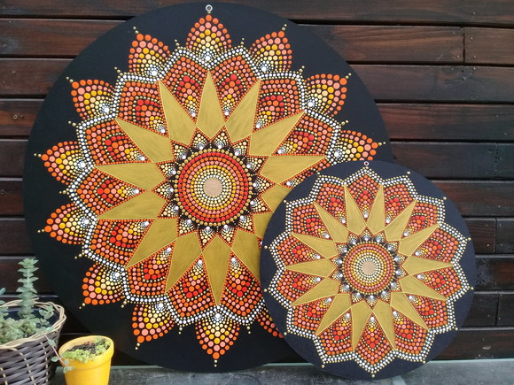 Dupla de Mandalas da Abundância Financeira 60 cm e 35cm