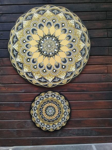 Dupla de Mandalas da Prosperidade e Felicidade "60, 30 cm