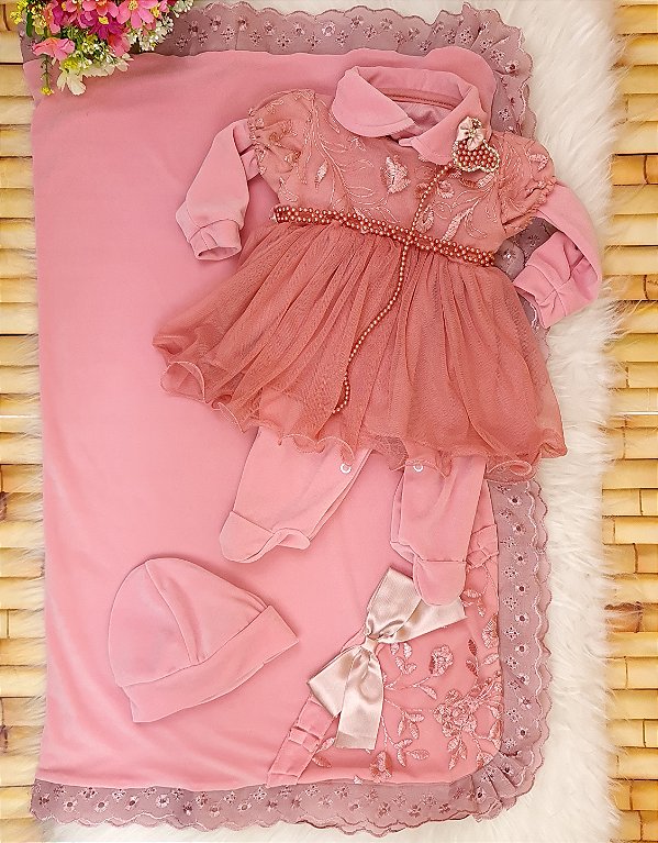 Saída Maternidade Rosê Princesinha RN 5 Peças Inverno Super Luxo - Amazing  Baby's - A loja número #1 de bebê.