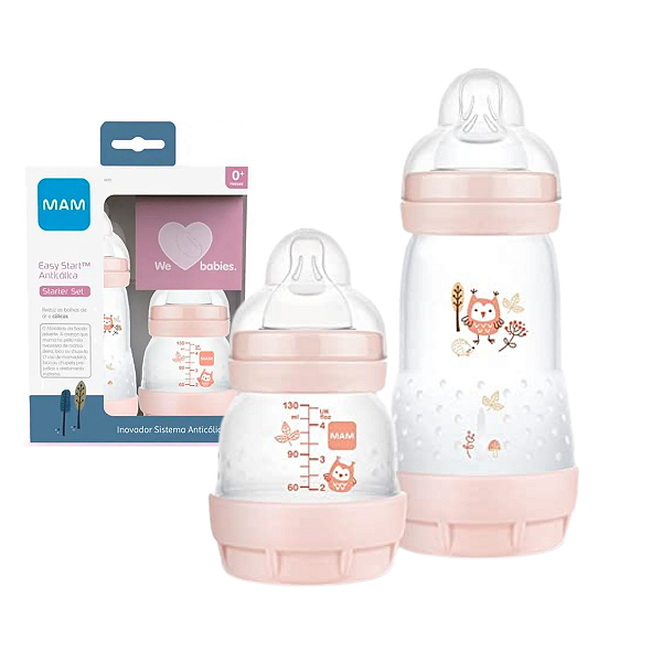Kit 2 Mamadeiras de Bebê Bico de Silicone Infantil Rosa Starter Set - MAM -  Amazing Baby's - A loja número #1 de bebê.