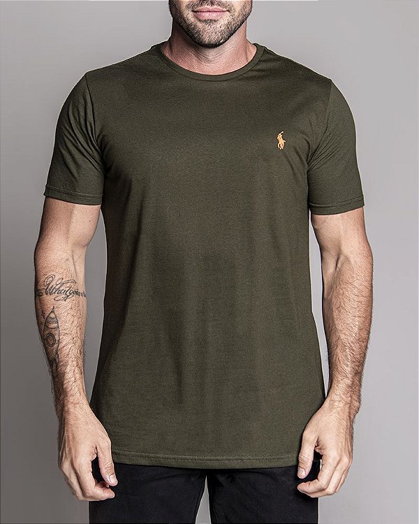 Camiseta masculina Ralph Lauren Custom Fit Basica Verde Escuro