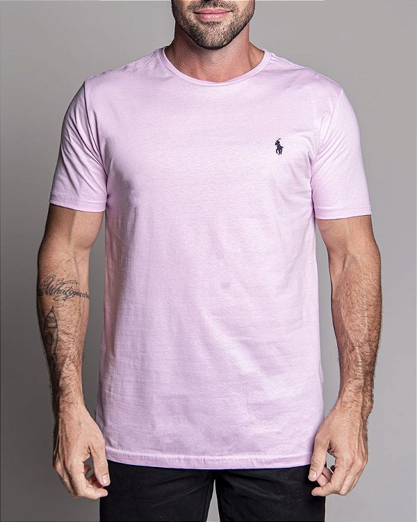 Camiseta masculina Ralph Lauren Custom Fit Basica Rosa Claro