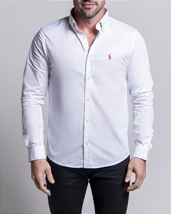 Camisa Ralph Lauren Social Masculina Skin Branco