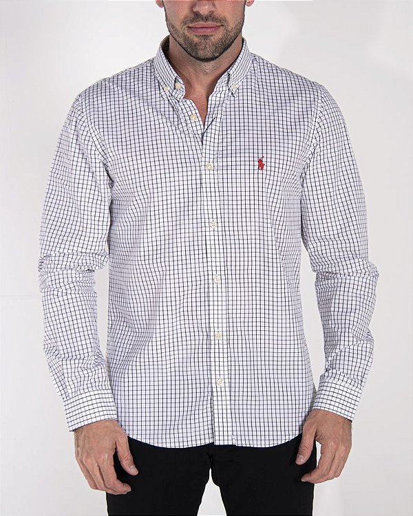 Camisa Social Ralph Lauren Custom Fit Xadrez Preto & Branco - Outweb -  Outlet de Roupas, Calçados e Acessórios.