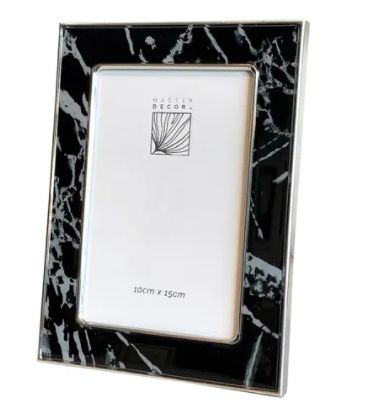 Porta Retrato Marmorizado Preto  10x15cm