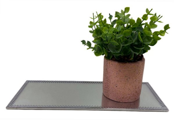 Bandeja Espelhada Prateada 11X26Cm - Youbai