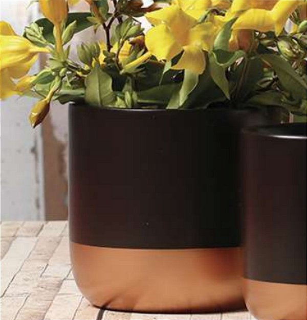 Cachepot M Marrom e Bronze Cerâmica Decoração Casa 16,2x16,6 cm