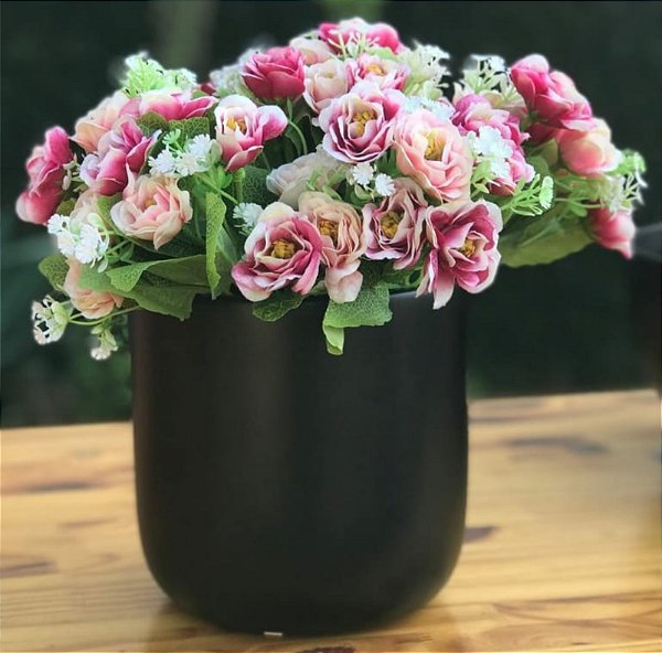 Cachepot P Preto Cerâmica Decoração Casa 15x13,7 cm