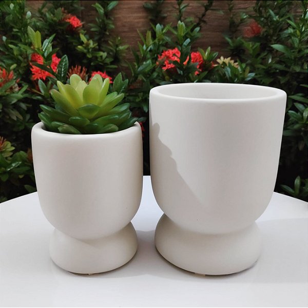 Dupla De Cachepots Marfim