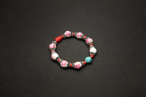 Japamala 9 Contas CHINESE BEAUTY Porcelana, Turquesa & Roda Mani