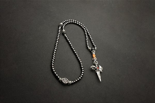 Japamala 108 Contas Hematita Shield PHURBA & KARTIKA