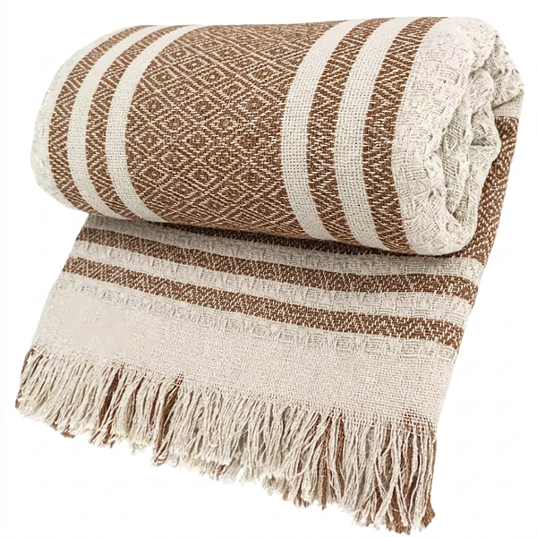 Manta Decorativa p/ Sofá e Cama 1,40x1,70 - 100% Algodão Cru