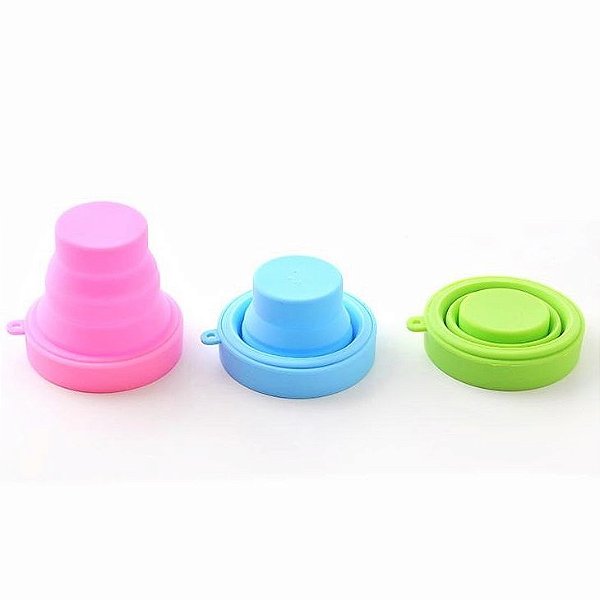Copo de Bolso Portátil Silicone Dobrável com Tampa Frio e Quente 160ml