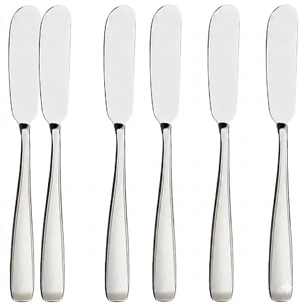 Kit com 6 Espátulas para Manteiga em Aço Inox