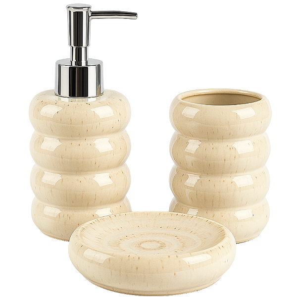 Jogo para Banheiro em Porcelana 3 Peças com Dispenser