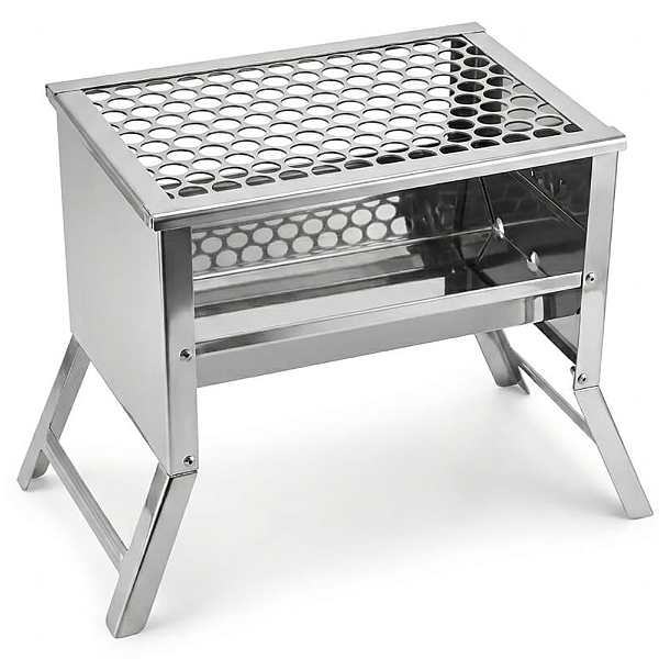Churrasqueira Inox Portátil Carvão Grelha Grill Varanda Camping Pesca